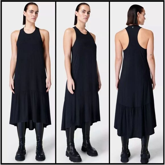 Sweaty Betty Explorer Ace Black Sleeveless Midi Dress Activewear Womens Medium - Picture 12 of 12